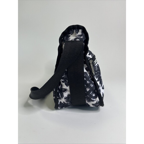 LeSportsac Black White Geometric Shoulder Bag Nylon Zip Handbag Purse - Picture 2 of 8